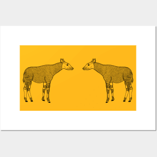 Zebra Giraffes in Love - African animal design Posters and Art